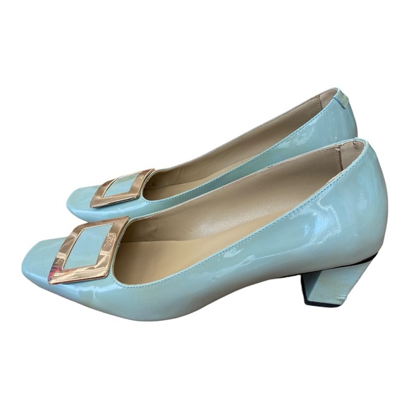 ROGER VIVIER Patent Leather Decolleté Belle Vivier Pumps blue size EU 39 US 9 - Picture 5 of 15